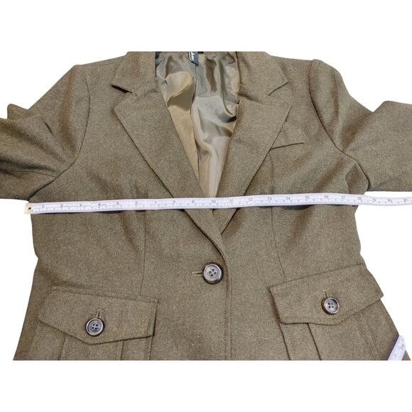 Ambition Blazer Jacket Wool Blend Pockets Single Button Brown Womens Medium - Picture 4 of 6